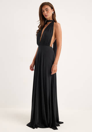 Multi Tie Maxi Dress Black