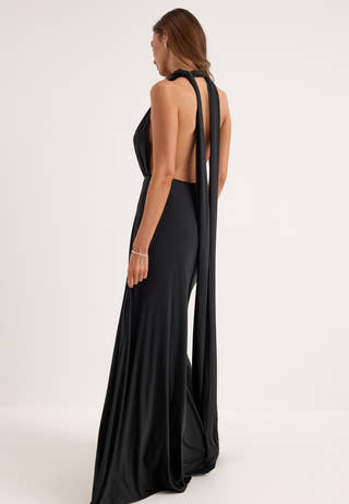 Multi Tie Maxi Dress Black