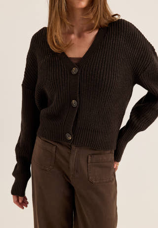 Vmlea LS V-Neck Cuff Cardigan Brown