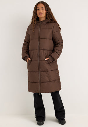 Pcbee New Long Puffer Jacket Brown