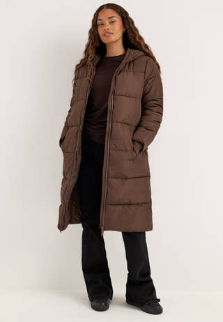 Pcbee New Long Puffer Jacket Brown