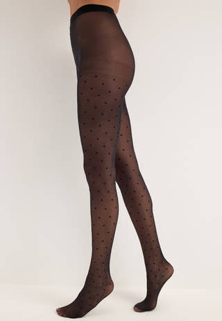 New Nikoline 20 Den Dot Tights Black
