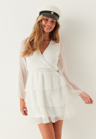 Frill L/S Chiffon Dress