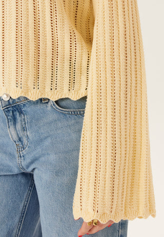 Boat Neck Structure Knitted Sweater