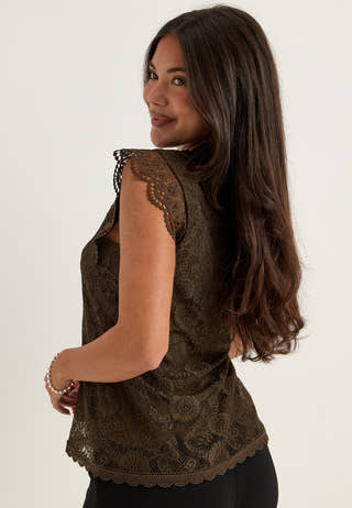 Pcolline SL Lace Top Brown