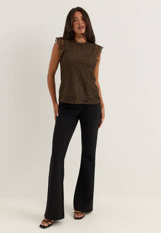 Pcolline SL Lace Top Brown