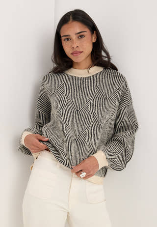 Pcjenna LS O-neck knit Grey