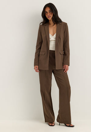 Pcbozzy Hw Wide Striped Pants Brown