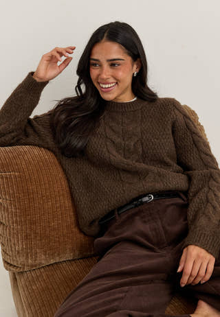 Pcnina Ls O-neck Knit Brown