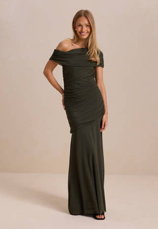 Off Shoulder Mesh Gown