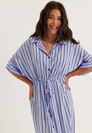 Drawstring Viscose Shirt Dress
