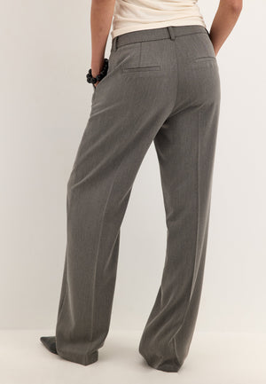 Straight High Waist Suit Trousers Grey