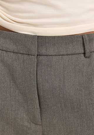 Straight High Waist Suit Trousers Grey