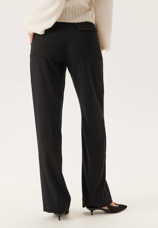 Mid Waist Straight Back Pocket Trousers