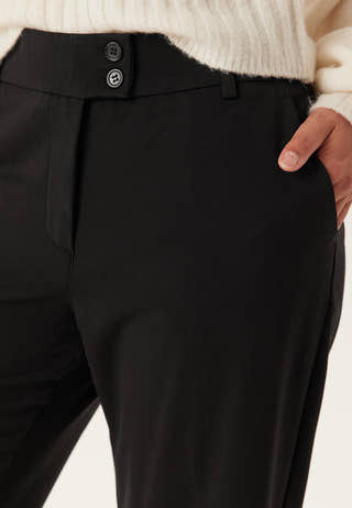 Mid Waist Straight Back Pocket Trousers