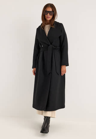 Long Wool Blend Coat Black