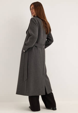 Long Wool Blend Coat Grey