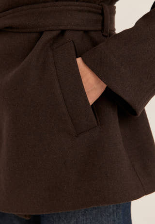Short Wool Blend Coat White