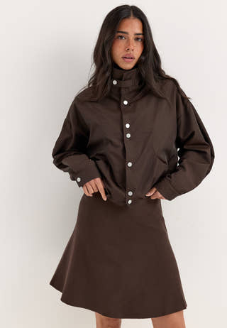 Objreynard Hw Short Knit Skirt Brown