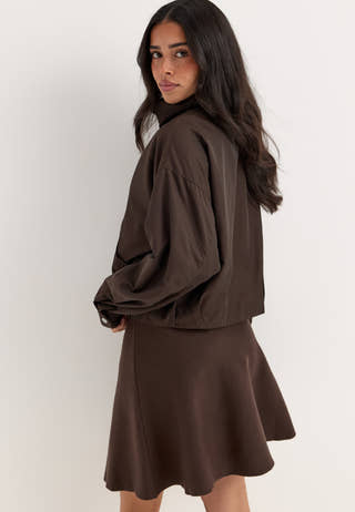 Objreynard Hw Short Knit Skirt Brown