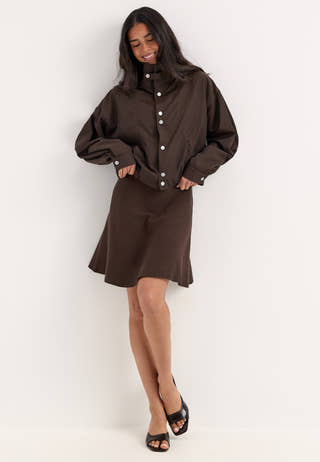 Objreynard Hw Short Knit Skirt Brown