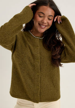 Slflulu New Ls Knit Cardigan Green
