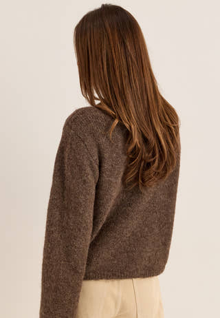 Objsaggia Re L/S KNIT CARDIGAN Brown