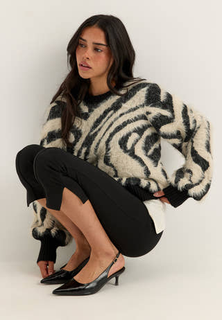 Objhollow L/S RE KNIT PULLOVER Patterned