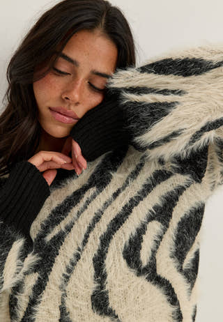 Objhollow L/S RE KNIT PULLOVER Patterned