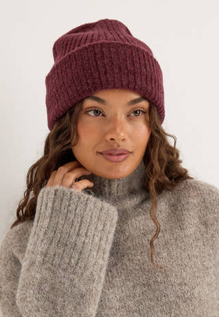 Slflulu Wool Blend Knit Beanie Red