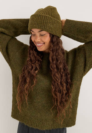 Slflulu Wool Blend Knit Beanie Green