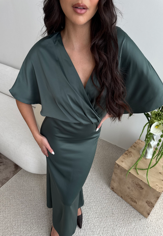 Wrap Satin Ankle Dress