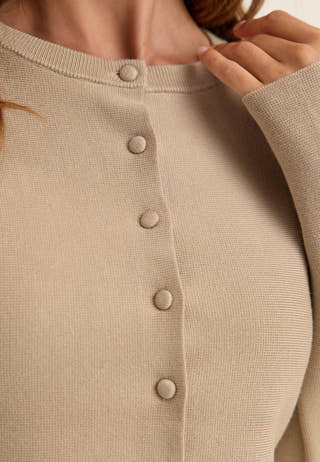 Knitted Peplum Cardigan Beige