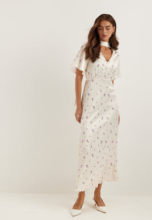 Satin Scarf Maxi Dress