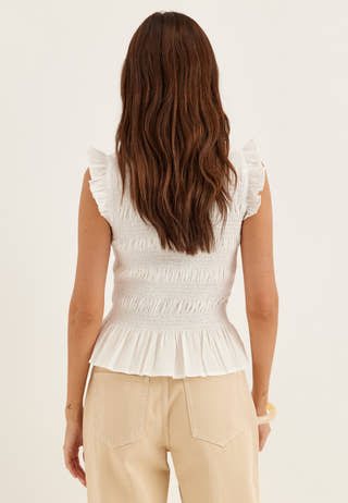 Sleeveless Cotton Smock Blouse