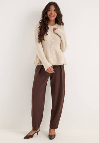 Objsaggia Re Ls Peplum Knit Cardigan White