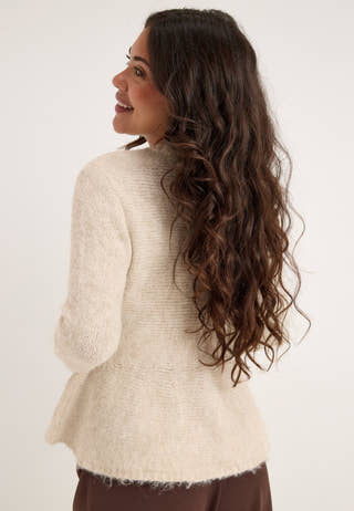 Objsaggia Re Ls Peplum Knit Cardigan White