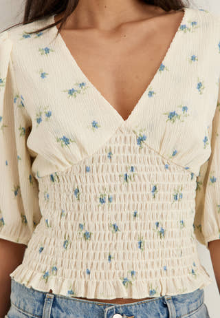 V-neck Smock Top
