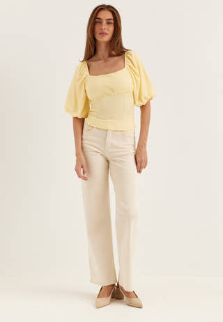 Volume Sleeve Top Yellow