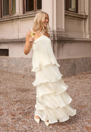 Shimmer Flounce Maxi Skirt