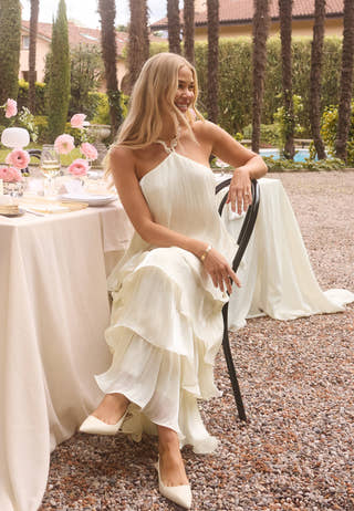 Halterneck Shimmer Flounce Top