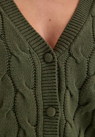 Cable Knit Cardigan Green