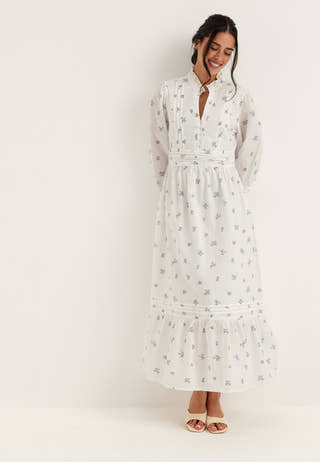 Cotton Pleated Maxi Dress