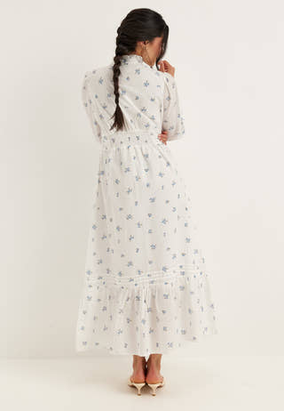 Cotton Pleated Maxi Dress
