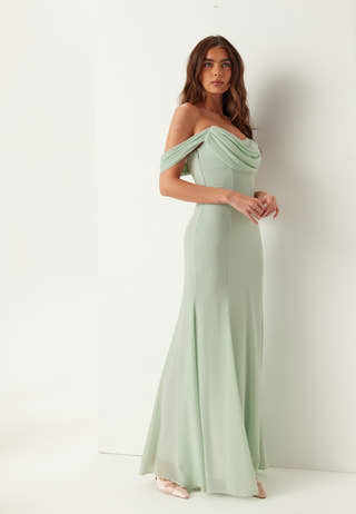 Chiffon Off Shoulder Maxi Dress