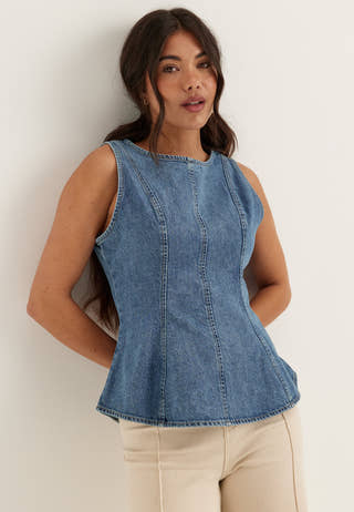 Denim Peplum Top