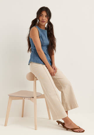 Denim Peplum Top
