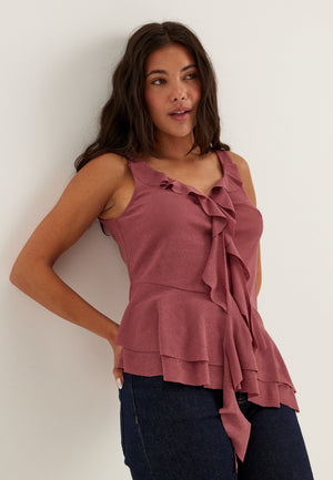 Sleeveless Flounce Top