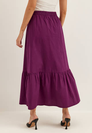 Flounce Detail Cotton Skirt