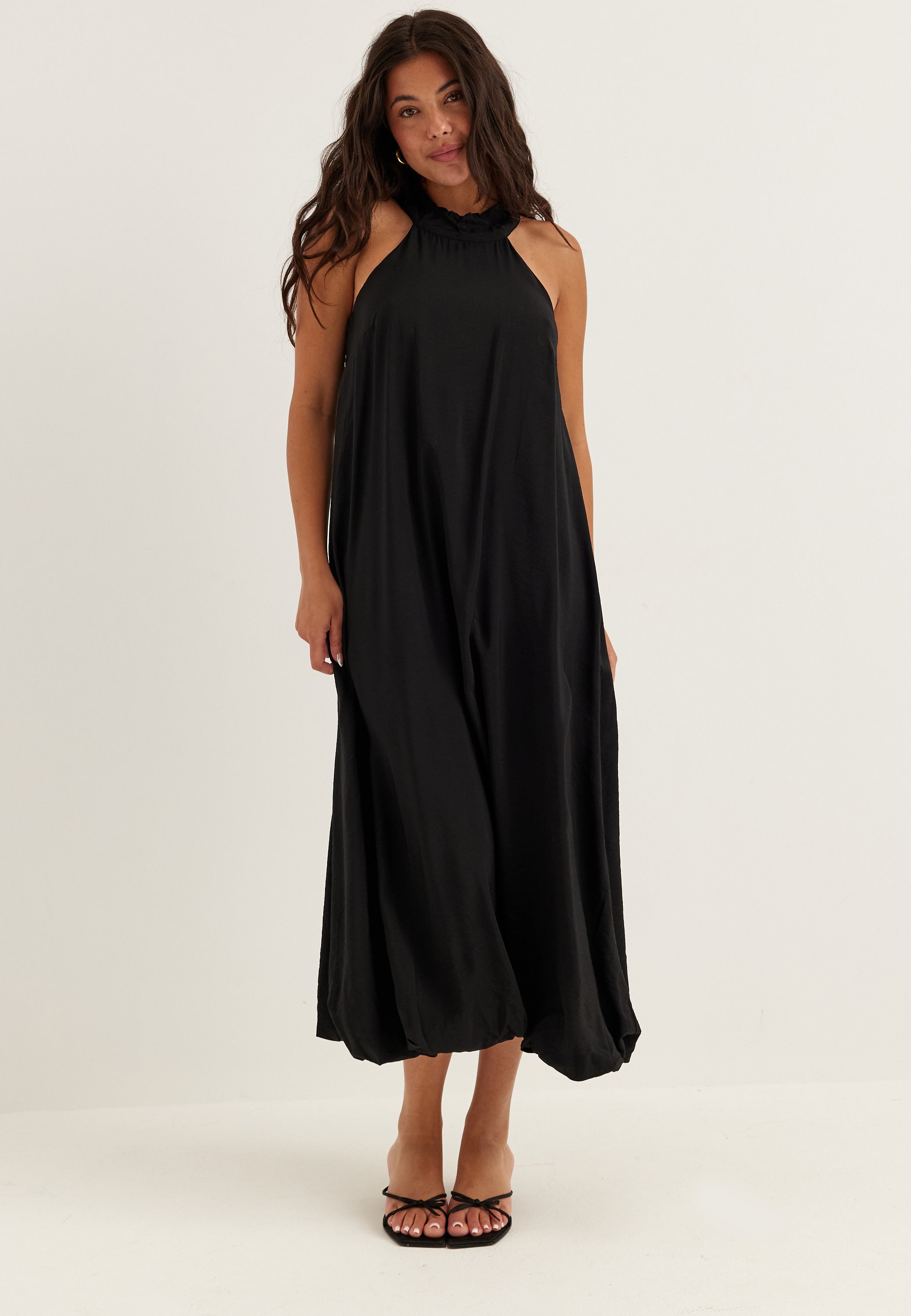 halter neck balloon dress Ruched Halter Balloon Dress Mini Tae Park